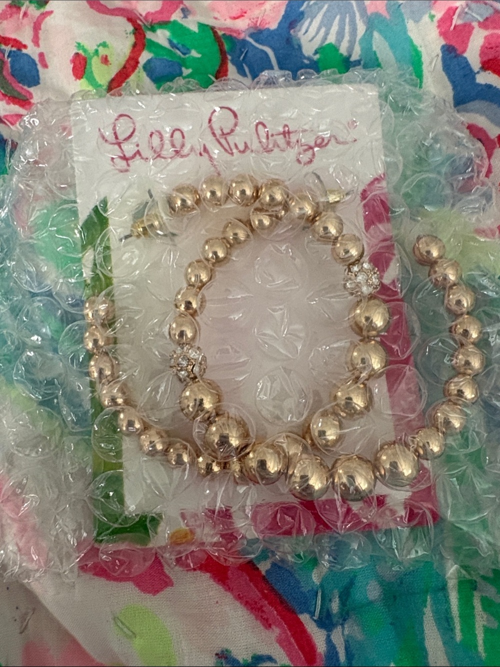 Lilly Pulitzer Gold Beaded Hoop Earrings